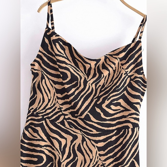 Zebra print, slight cowl neck, tea length dress. Only wore once, no longer fits - Picture 3 of 6